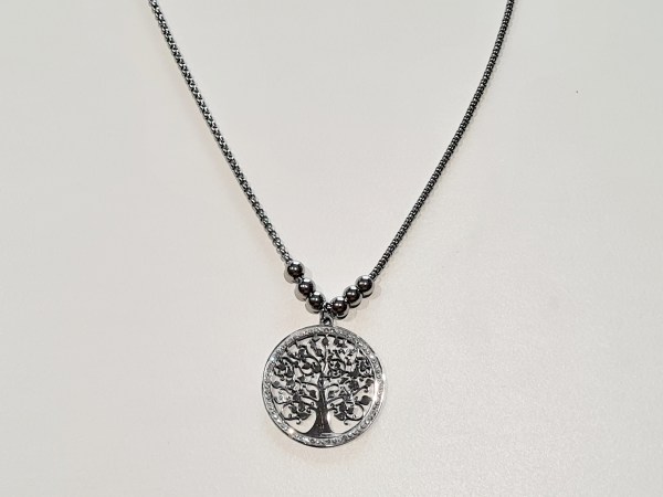 collier arbre de vie acier inoxydable argenté